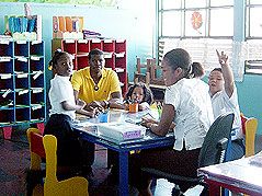 spanish students with kids from the Costa Rica Caribbean coast